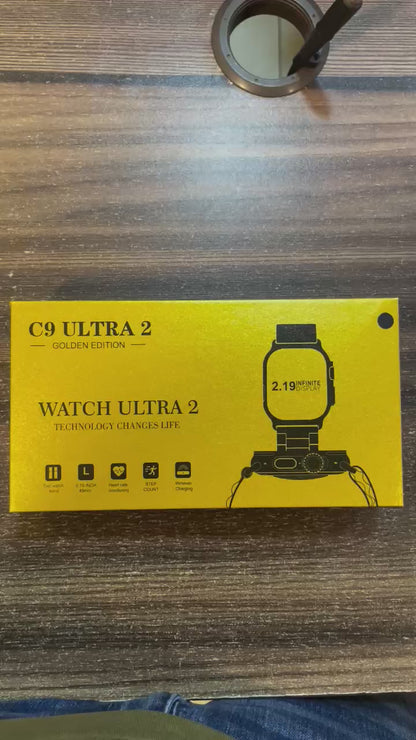 C9 Ultra Max Gold Edition Color Smart Watch 2.1 Inch Screen With Hryfine App