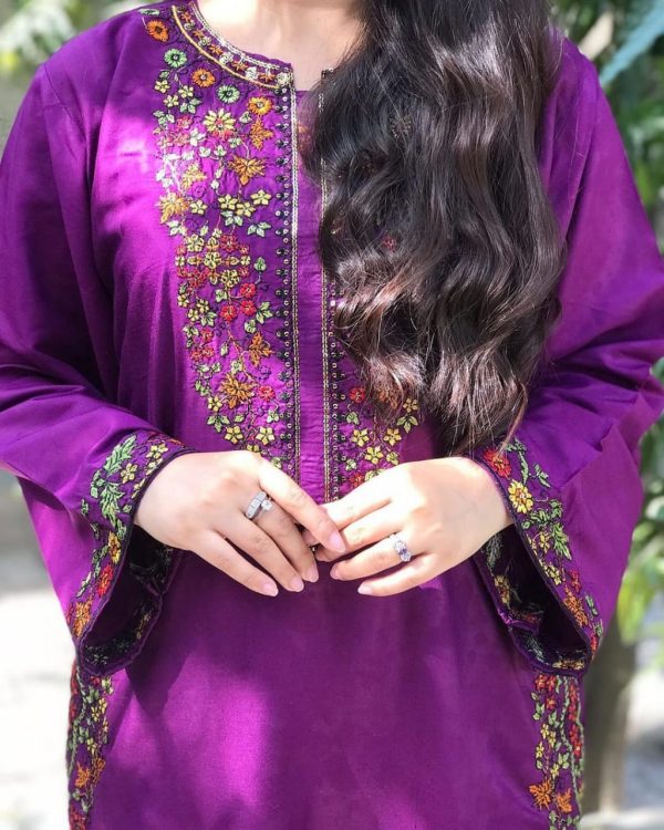 Lavish Purple 2PC Stitched Suit with Pocket Sequence Embroidery - Open Market Pakistan