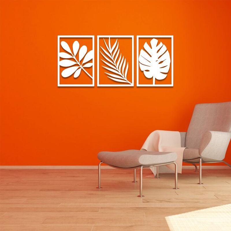 Flower Designs art on Acrylic Wall Frames Laser Cutting Combination of 3 panels. - Open Market Pakistan