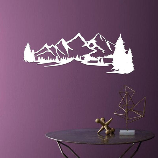 Tree-Shaped Acrylic Wall Art in Classic Black & White, Bringing Tranquil Hill Views Indoors with Timeless Elegance