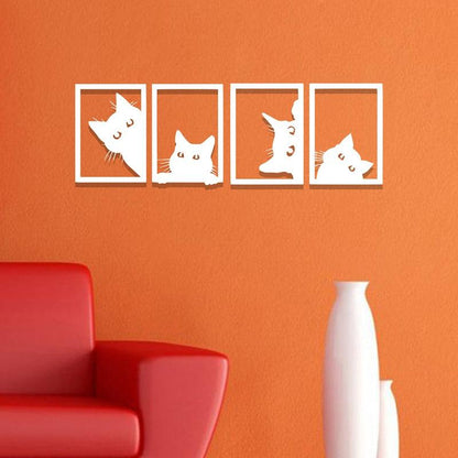 Cat-Shaped Acrylic Wall Frame, Laser Cutting with 4 panels. - Open Market Pakistan