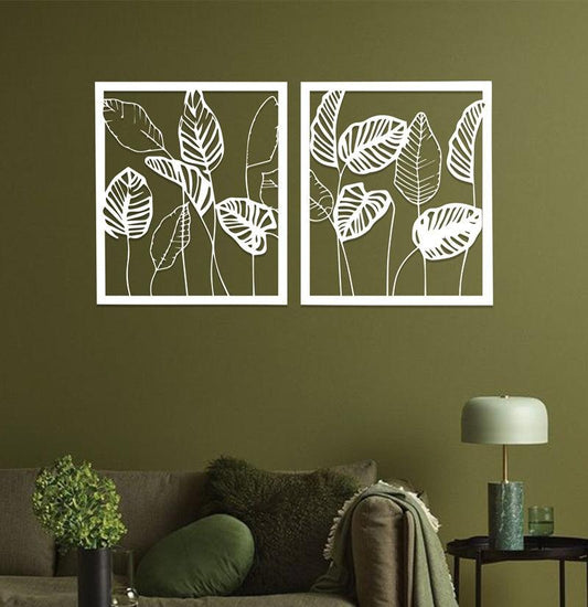 Leaf Art Acrylic Wall Frames Laser Cutting with 2 panels.