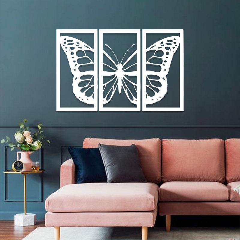 Laser Cutting Butterfly-Shaped Acrylic Wall Frame Combination of 3 panels. - Open Market Pakistan