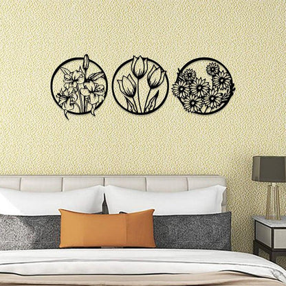 Laser-Cutting Flower Designs Acrylic Frames with set of 3 rounded panels. - Open Market Pakistan