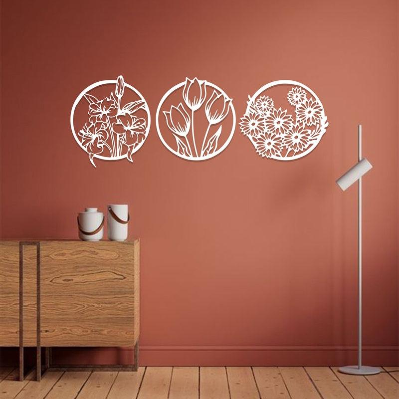 Laser-Cutting Flower Designs Acrylic Frames with set of 3 rounded panels. - Open Market Pakistan