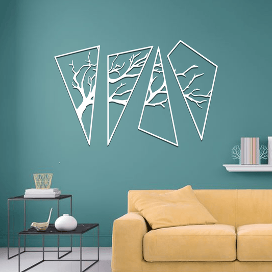 Tree-Shaped Acrylic Wall Frame with combination of 4 unique panels Laser Cutting.