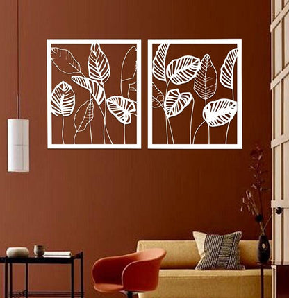 Leaf Art Acrylic Wall Frames Laser Cutting with 2 panels. - Open Market Pakistan