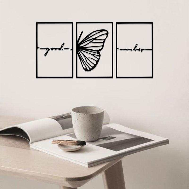 Beautiful Butterfly-Shaped Acrylic Wall Frame Laser Cutting Set of 3 panels. - Open Market Pakistan