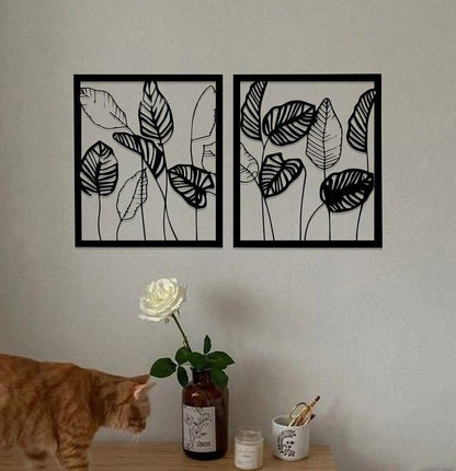 Leaf Art Acrylic Wall Frames Laser Cutting with 2 panels. - Open Market Pakistan