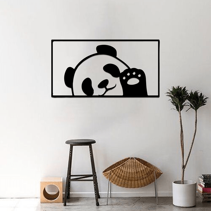 Beautiful Panda-Shaped Acrylic Wall Frame Laser Cutting in Classic Black & White - Open Market Pakistan