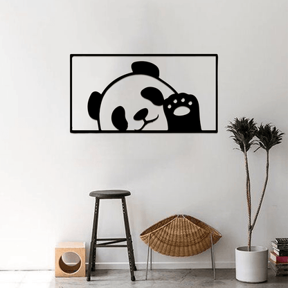 Beautiful Panda-Shaped Acrylic Wall Frame Laser Cutting in Classic Black & White - Open Market Pakistan