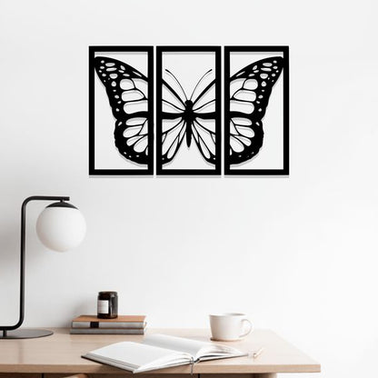 Laser Cutting Butterfly-Shaped Acrylic Wall Frame Combination of 3 panels. - Open Market Pakistan