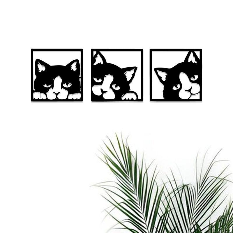 Cat-Shaped Laser-Cut Acrylic Wall Frame with set of 3 panels. - Open Market Pakistan