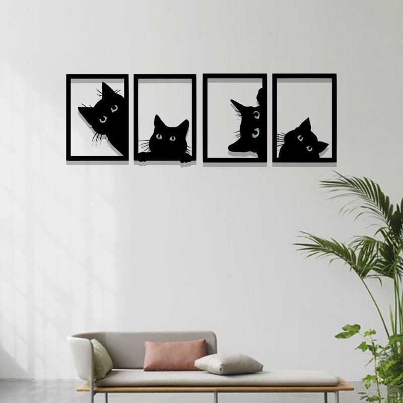 Cat-Shaped Acrylic Wall Frame, Laser Cutting with 4 panels. - Open Market Pakistan