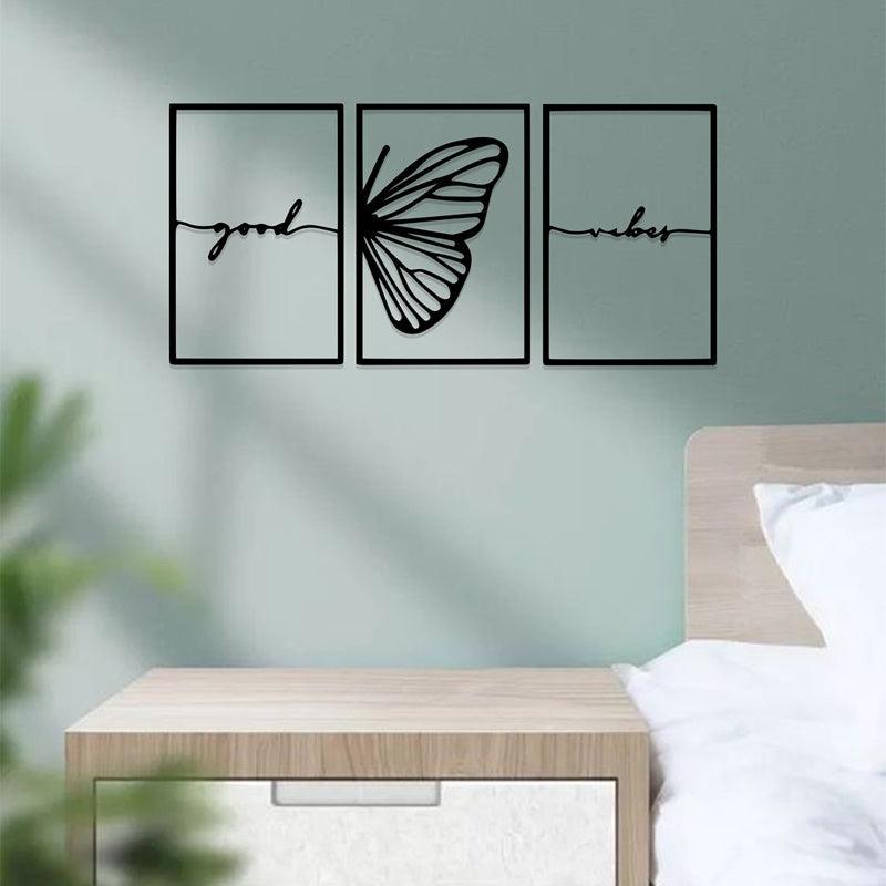 Beautiful Butterfly-Shaped Acrylic Wall Frame Laser Cutting Set of 3 panels. - Open Market Pakistan