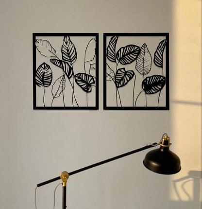 Leaf Art Acrylic Wall Frames Laser Cutting with 2 panels. - Open Market Pakistan