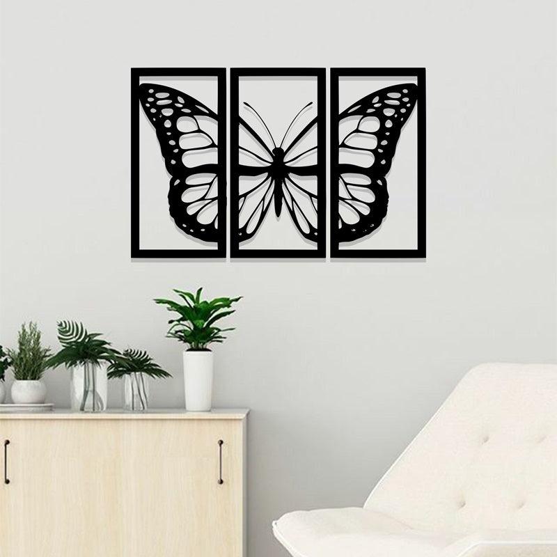 Laser Cutting Butterfly-Shaped Acrylic Wall Frame Combination of 3 panels. - Open Market Pakistan