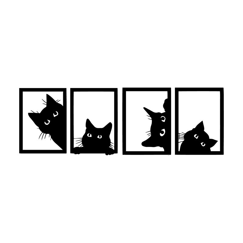 Cat-Shaped Acrylic Wall Frame, Laser Cutting with 4 panels. - Open Market Pakistan