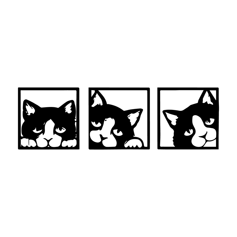 Cat-Shaped Laser-Cut Acrylic Wall Frame with set of 3 panels. - Open Market Pakistan