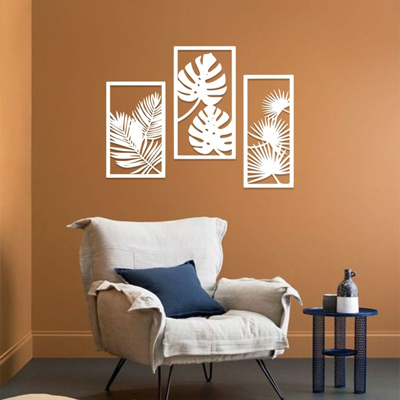 Leaf Art Acrylic Wall Frame Laser Cutting with 3 panels. - Open Market Pakistan