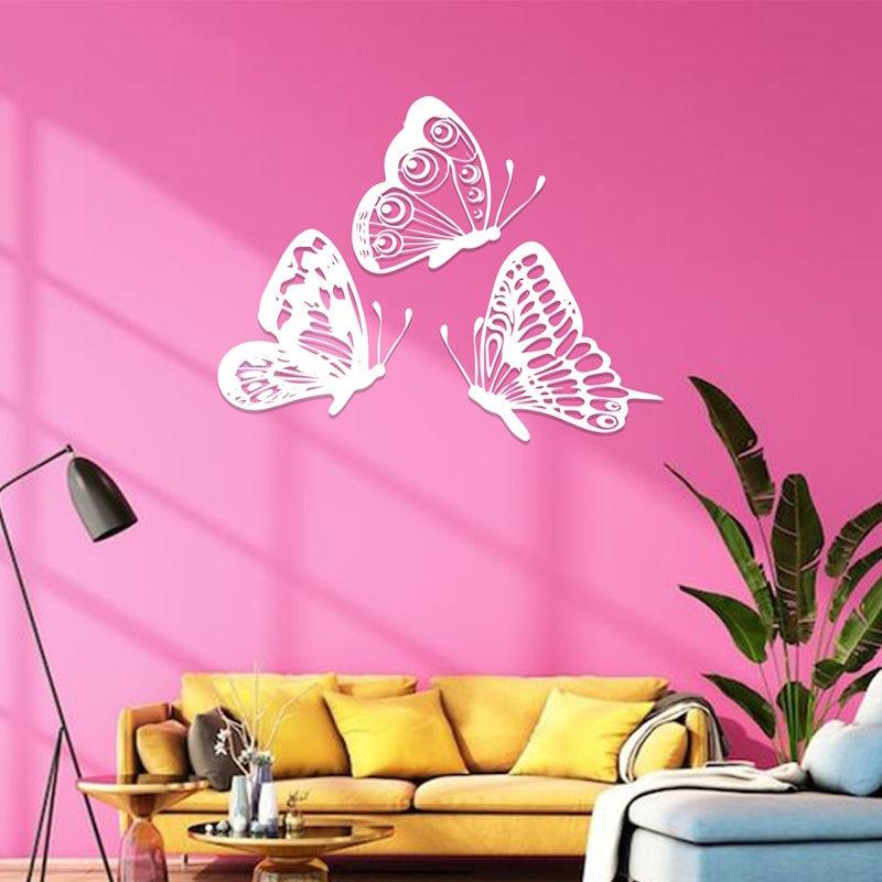 Set of 3 Butterfly-Shaped Acrylic Wall Decor, Infusing Spaces with Elegant Geometry and Black & White Beauty - Open Market Pakistan