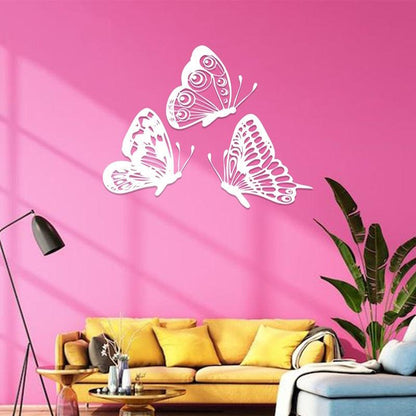 Set of 3 Butterfly-Shaped Acrylic Wall Decor, Infusing Spaces with Elegant Geometry and Black & White Beauty - Open Market Pakistan