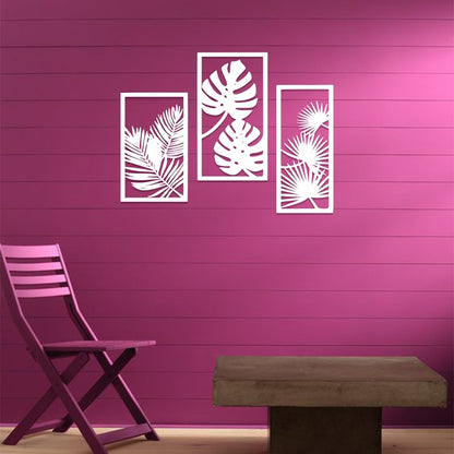 Leaf Art Acrylic Wall Frame Laser Cutting with 3 panels. - Open Market Pakistan