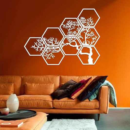 8 Unique Frames Forming Tree-Shaped Acrylic Wall Frame Laser cutting, Stunning in Black & White.