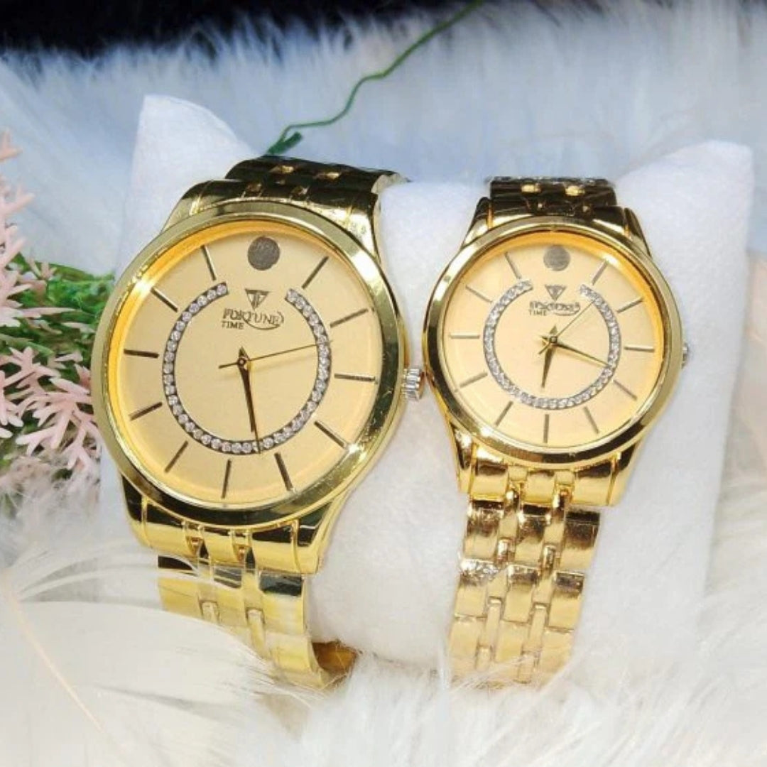 Pack of 2 Couple Watches Fortune Time Couple Watches (Without Box ) - Open Market Pakistan