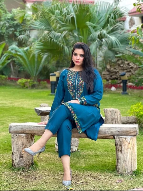 Stylish Zinc 2PC Stitched Suit with Intricate Pocket Sequence Embroidery for Elegant Occasions - Open Market Pakistan